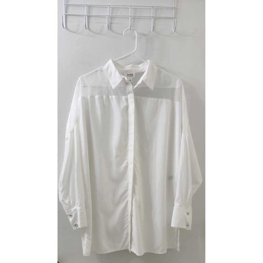 Signedblake x The Drop White Button Up Shirt with Organza Yoke Size M NEW